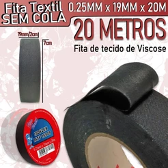 Fita Isolante de Tecido Textil Sem Cola 20 Metros - Para Preparação Chicotes Resistente ao Calor