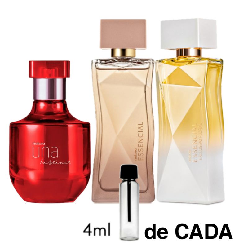 UNA INSTINCT/ ESSENCIAL CLÁSSICO/ ESSENCIAL EXCLUSIVO FLORAL 4ml de cada