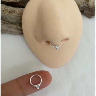 Piercing Torção 7 Mm Prata 925 P/Orelha,Helix,Septo e Cartilagem