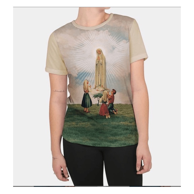 Camiseta baby look Aparição de Nossa Senhora de Fatima