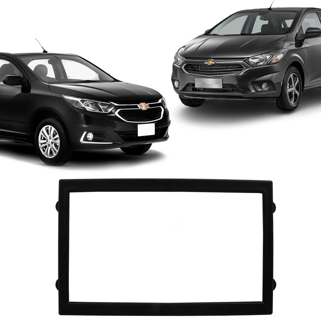Moldura 2 Din - Chevrolet Cobalt / Spin / Onix / Prisma 2012 até 2019 - Preto em Oferta na Shopee