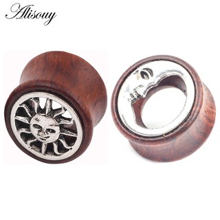 Alisouy 2PCS Novos Tampões De Madeira De Bambu Brincos Mulher Homens Túnel De Carne Expansor Jóias De Perfuração Do Corpo Da Maca