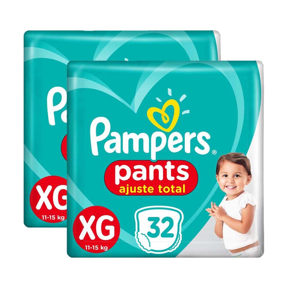 Kit Fraldas Pampers Pants Ajuste Total Mega XG 64 tiras