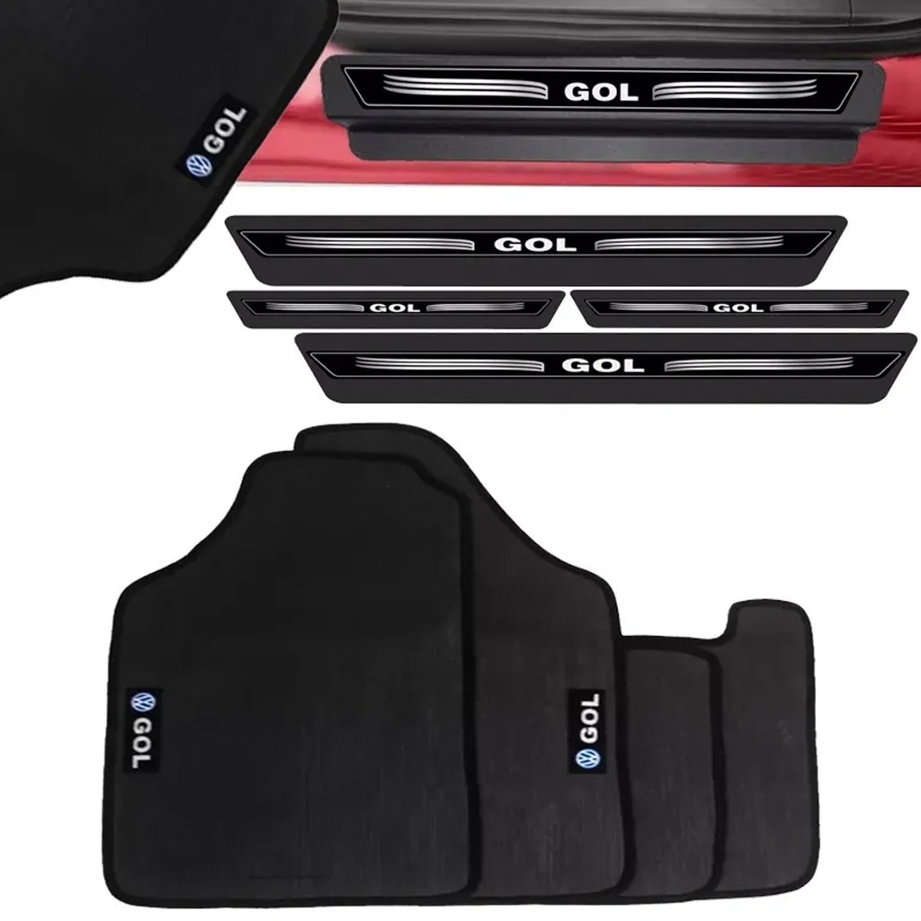 Tapete Borracha Pvc Gol G5 G6 2010 Á 2014 + Kit Soleira Protetora de Portas