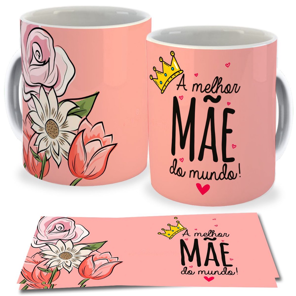 Caneca Dia das Maes - Presente para Mães Aniversário de Porcelana com Nome e Frases Lembracinha 100