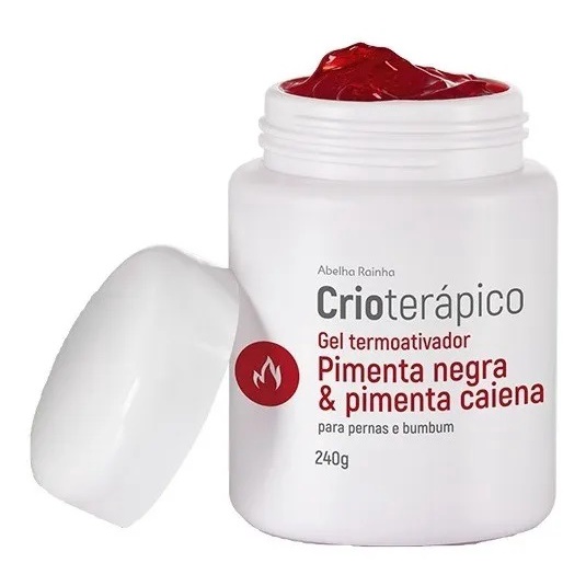 Crioterápico Gel Termoativador P/ Pernas e Bumbum Pimenta Negra & Pimenta Caiena 240g - Abelha Rainha