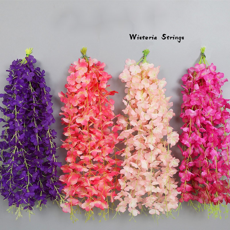 Flor Artificial Wisteria Violeta Festa De Casamento Decoração Rattan Vine Casa Hotel Garden
