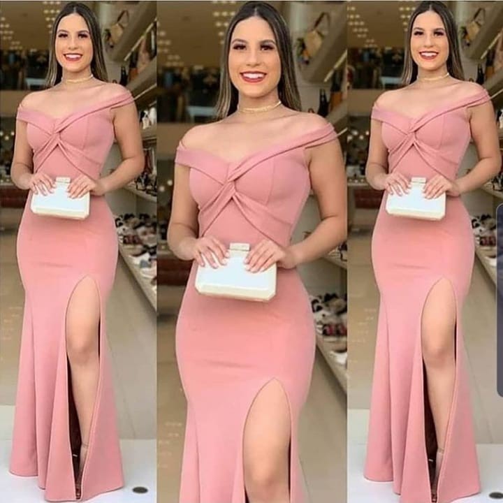 Vestido Longo Ombro A Ombro Cruzado No Busto Com Fenda Para Festas Casamentos Formaturas Madrinhas E Eventos No Geral em Oferta na Shopee