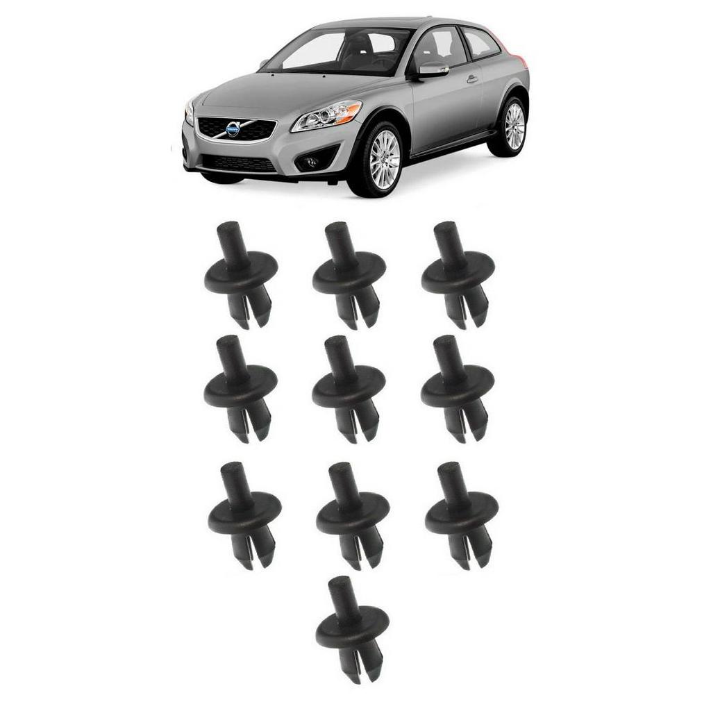 Kit 10 Grampo Presilha do Parachoque Volvo 850 960 C30 C70 S40 S60 S70 S80 S90 V40 V70 V90