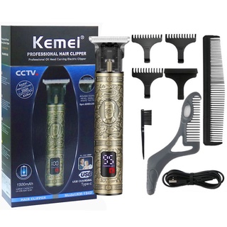 Aparador De Cabelo Kemei LCD Recarregável Pro Elétrico Cortador Com Edging Grooming Máquina De Corte