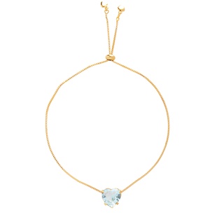 Pulseira Gravatinha Pedra Azul Claro Folheado A Ouro 18k