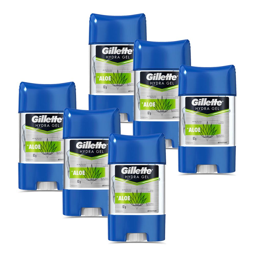 Kit 6 Desodorantes Gillette Antitranspirante Gel Hydra Aloe 86g
