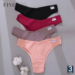 FINETOO 3pçs/Conjunto Calcinha Fio Dental De Algodão Feminina Sexy Cintura V M-XL