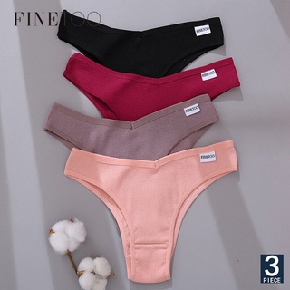 FINETOO 3pçs/Conjunto Calcinha Fio Dental De Algodão Feminina Sexy Cintura V M-XL em Oferta na Shopee