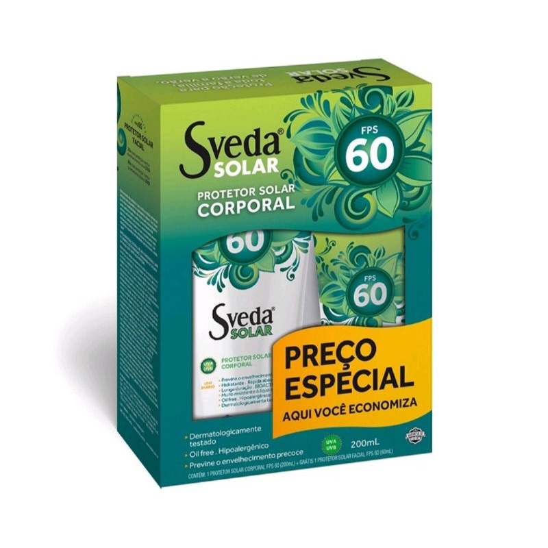 Kit Protetor Solar Sveda Corporal FPS60 200ml + Protetor Solar Sveda ...