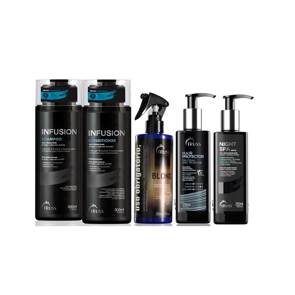 Truss Infusion Shampoo e Condicionador e Night Spa e Hair Protector e Uso Obrigatório Blond