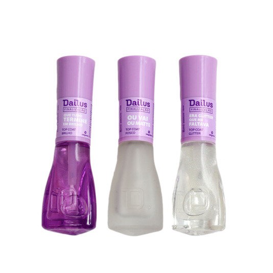 Top Coat Dailus Brilho Fosco Gliter Escolha Seu Preferido