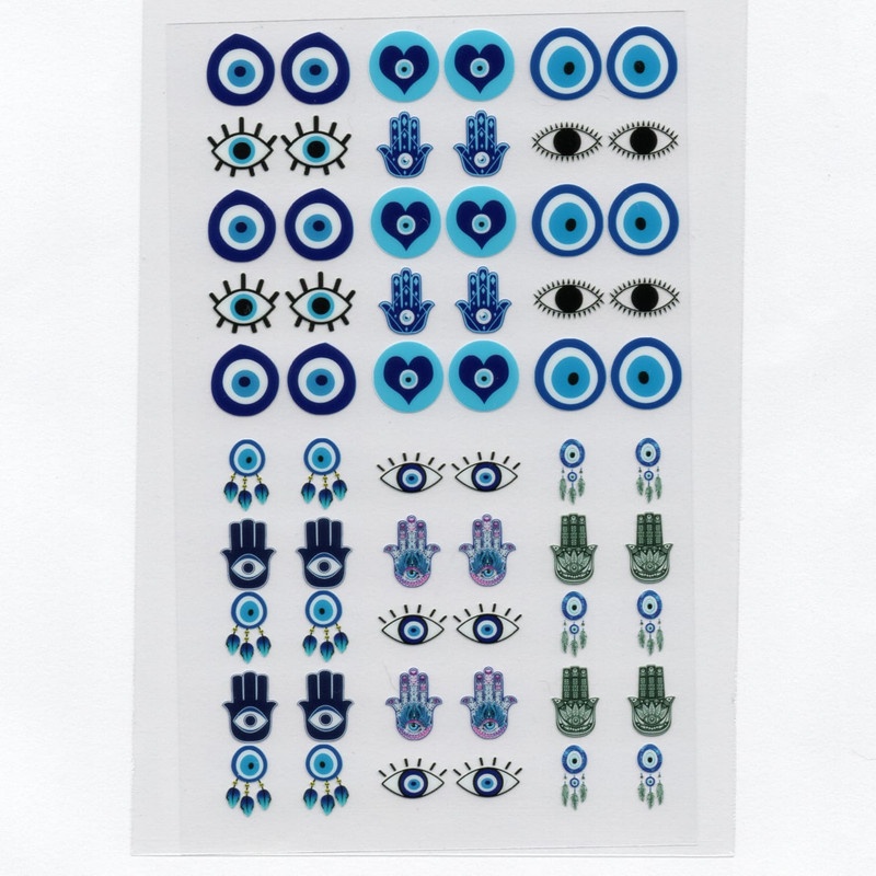 60 adesivos de unha 3D olho grego PRÉ PRONTO - modelo 327-1