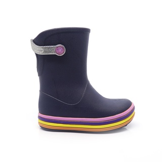Galocha Bota Infantil Plugt Menina Confortável Leve Macio Arco Iris Glitter Azul Marinho