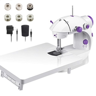 Mini Maquina Costura Reta Portátil Com Mesa Extensora Luz Profissional