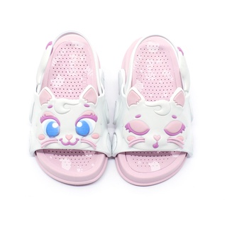 Sandália Infantil Plugt Menina Confortável Gatinha Miau Branco Rosa Claro
