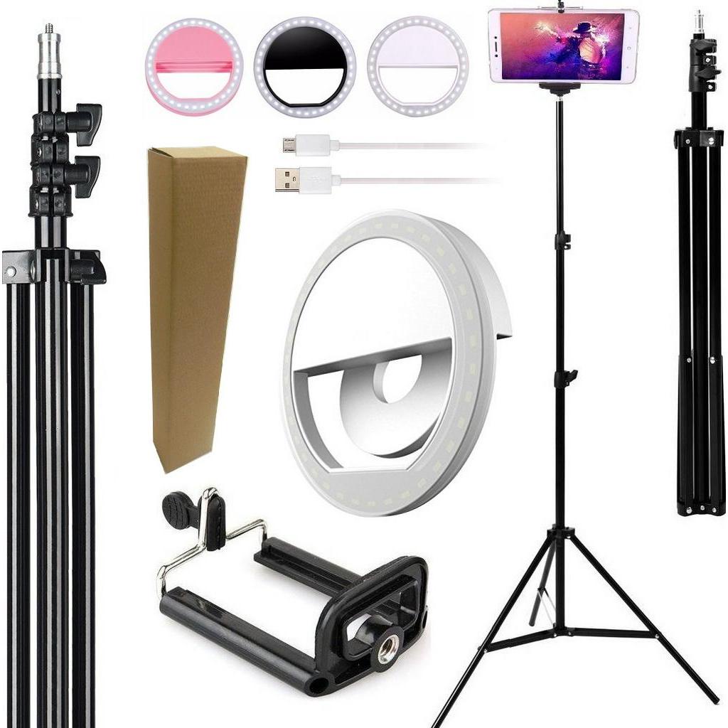Kit Para Youtuber Tripé 2,10m Profissional Para Câmera Suporte Para Celular Mini Clip Ring Light Recarregável
