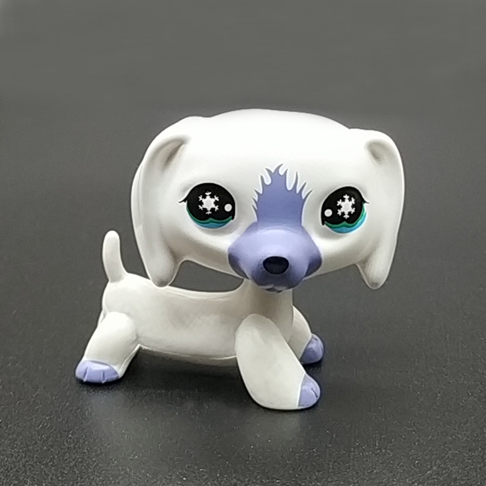 LPS Brinquedos Raro Pet Shop Personalizado Branco Dachshund Cão Floco De Neve Olhos Figura Pastor Alemão