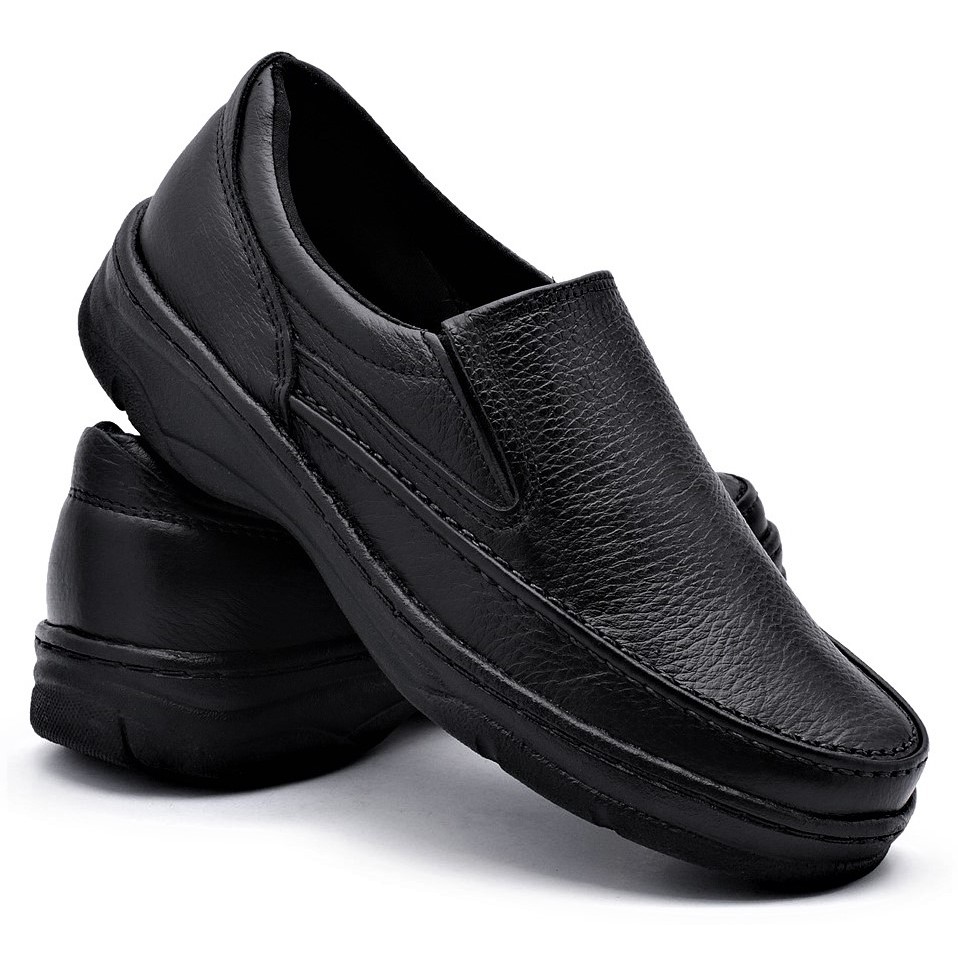 Sapato Sapatenis Antistress Mocassim Macio Masculino Ortopédico Couro Legitimo
