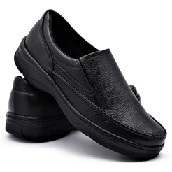 Sapato Sapatenis Antistress Mocassim Macio Masculino Ortopédico Couro Legitimo