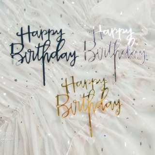 Feliz Aniversário Bolo Topper Acrílico Carta Bolo Toppers Fontes Do Partido Feliz Aniversário Preto Decorações Do Bolo Menino