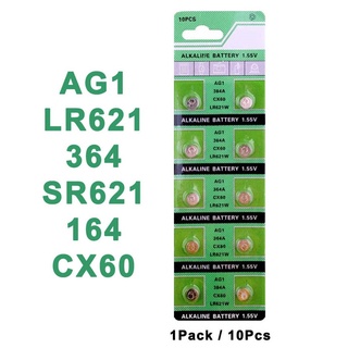 KIT Cartela Bateria Relógio Tmi AG1 364A CX60 LR621W 10 unidades