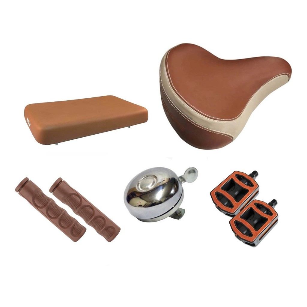 Kit Bicicleta Retro Vintage Selim Pedal Manopla Assento Kalf