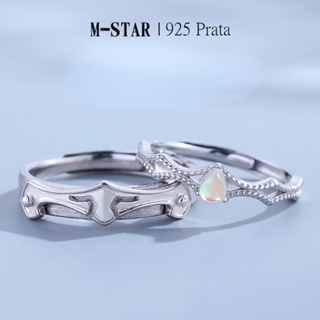 M-STAR | Aliança de Prata 925 Ajustável Par de Anel Aliança de Namoro Compromisso Casamento de prata para Masculino e Feminino SRC125 em Oferta na Shopee