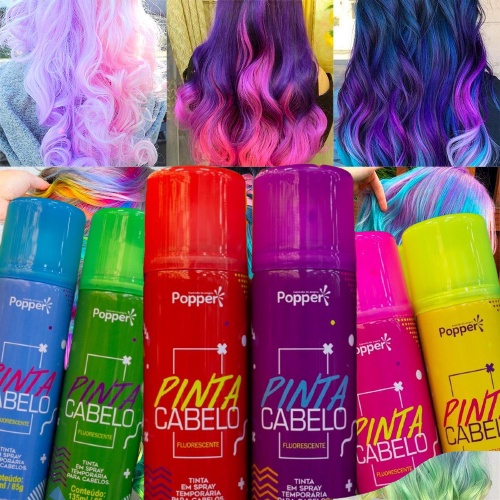 Pinta Cabelo Spray Colorir Tinta De Cabelo Fluorescente Carnaval Popper ...