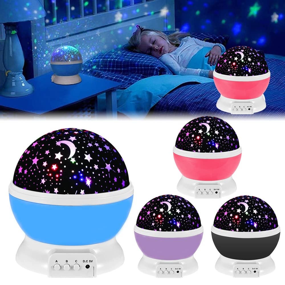 Luminaria Abajur Projetor Rotativa Star Master Estrelas Lua Ceu Estrelado Globo Noite