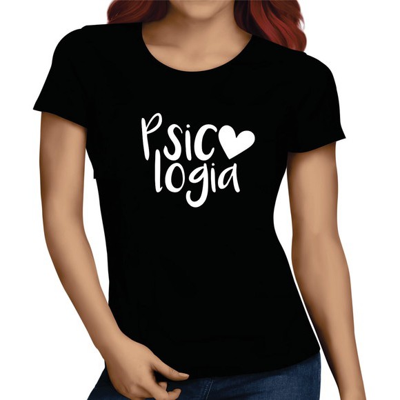 Camiseta Baby Look Psicologia faculdade curso Psicóloga Camisa femi