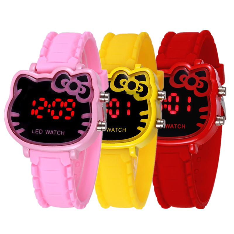 Relógio Digital LED com Desenho da Hello Kitty / Pulseira de Silicone Esportivo Infantil Feminino para Presente em Oferta na Shopee