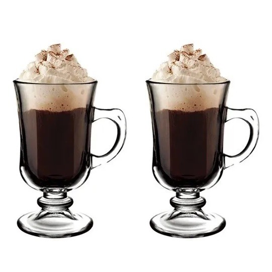 Caneca Em Vidro Irish Coffe 2 Peças 114ml Capuccino chocolate quente