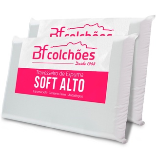 Kit 2 Travesseiro Alto Espuma Ortopédico Soft Firme 50x70x14 BF Colchões