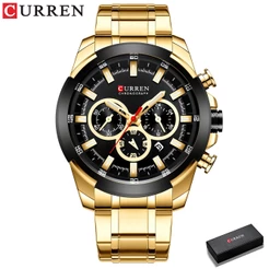 CURREN New Stainless Steel Men's Watch Fashion Casual Sports Waterproof 8361X
