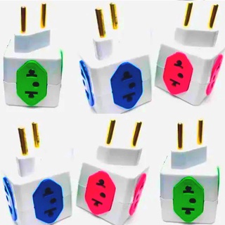 Adaptador Benjamin Tipo Cubo Formato com Suporte Para 4 Tomadas, Coloridos e Sortidos, Várias Cores