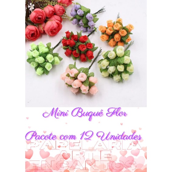 Buquê mini rosas artificiais Ramo Flor flores artesanato/AVIAMENTO/DECORAÇÃO  | Shopee Brasil