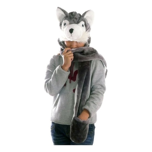 touca cachecol de pelúcia bichos bichinho vários modelos lobo onça panda tigre e outros