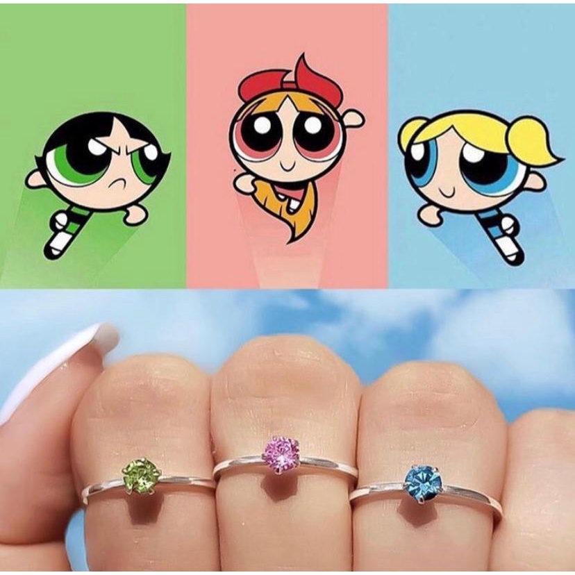 Anéis Solitários Conjunto Prata 925 Meninas Super Poderosas