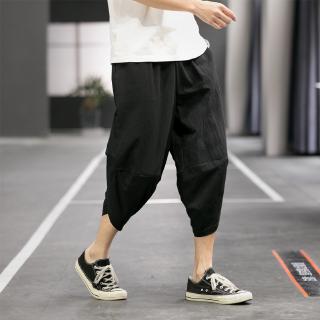 Homens Harajuku Harem Pants Summer Cotton Linen Joggers Vintage Style Sweatpants Moda