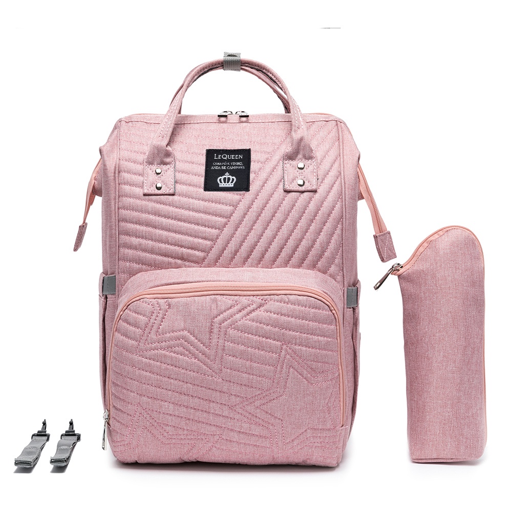 Mochila Bolsa Maternidade Bebê Mamãe Lequeen Porta Mamadeira Térmico Original