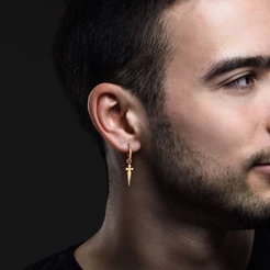 Brinco De Argola De Aço Inoxidável Vnox Com Cruz Para Masculino