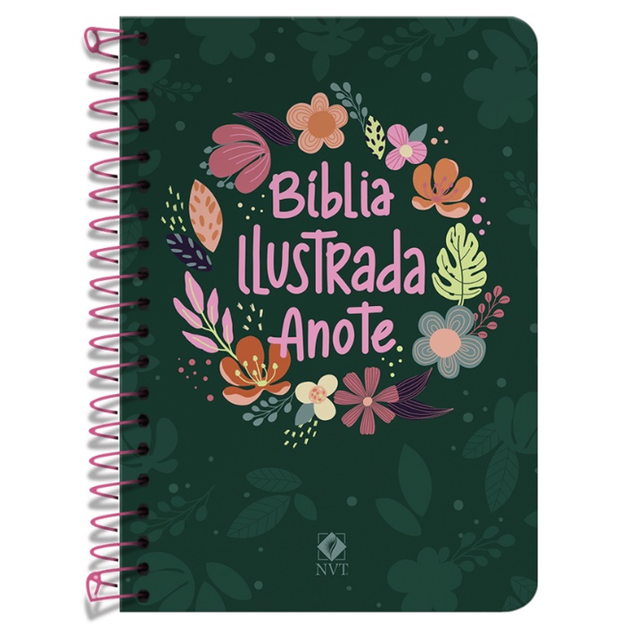 Bíblia Anote Ilustrada NVT Capa Dura Cores e Flores Espiral