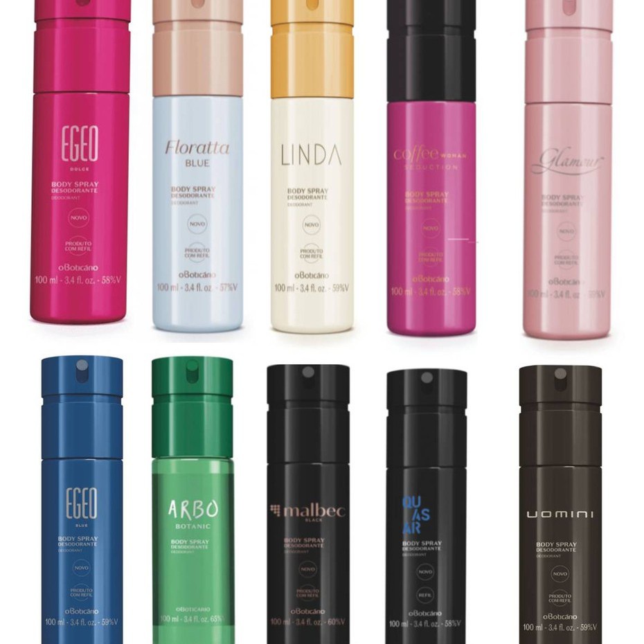 Desodorante Body Spray Feminino e Masculino O Boticário egeo arbo malbec floratta natura tododia dream Cuide-se bem splash