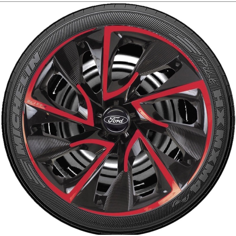 Jogo 4 Calotas Esportiva Ds4 Preto/Vermelho Aro 15 Ford Novo Ka Fiesta Focus